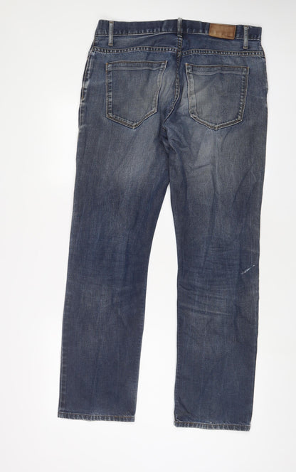 Autograph Mens Blue Cotton Straight Jeans Size 34 in L33 in Regular Zip - Long Leg