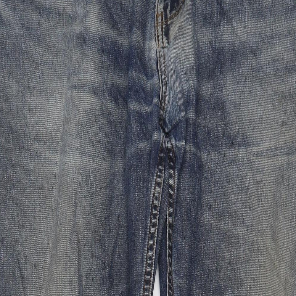 Autograph Mens Blue Cotton Straight Jeans Size 34 in L33 in Regular Zip - Long Leg