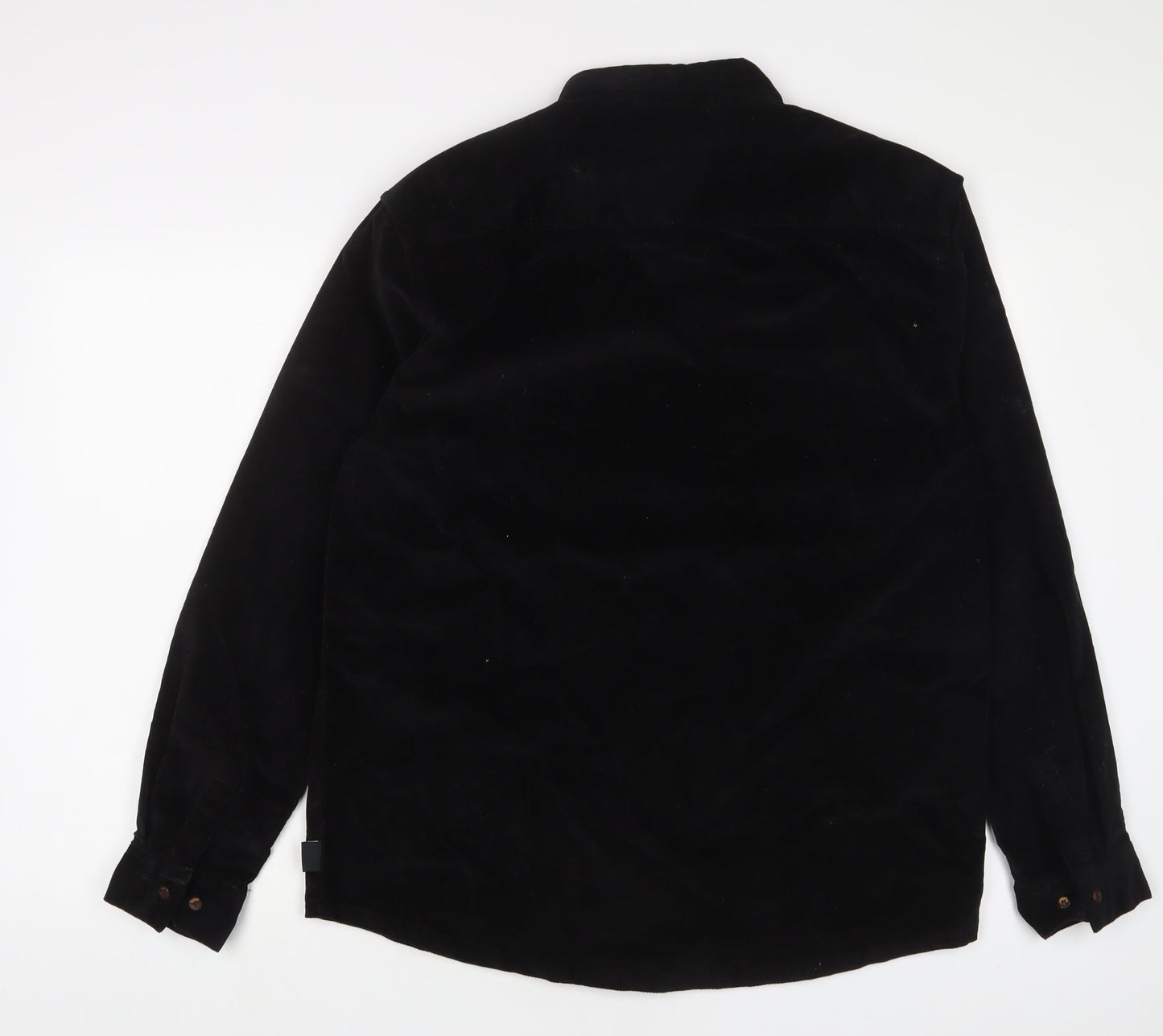 Chelsea Peers Mens Black Cotton Button-Up Size M Collared Button - Embroidered