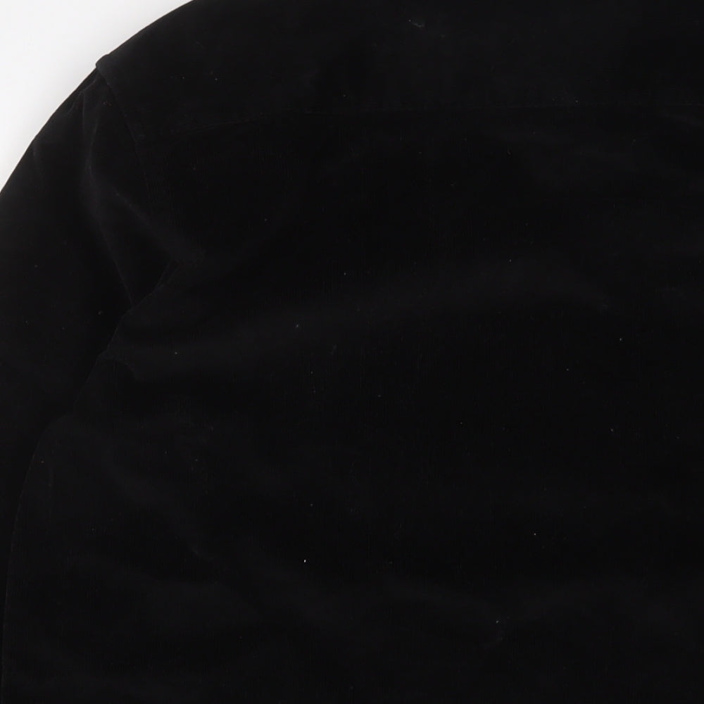 Chelsea Peers Mens Black Cotton Button-Up Size M Collared Button - Embroidered