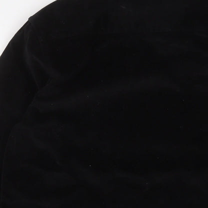 Chelsea Peers Mens Black Cotton Button-Up Size M Collared Button - Embroidered