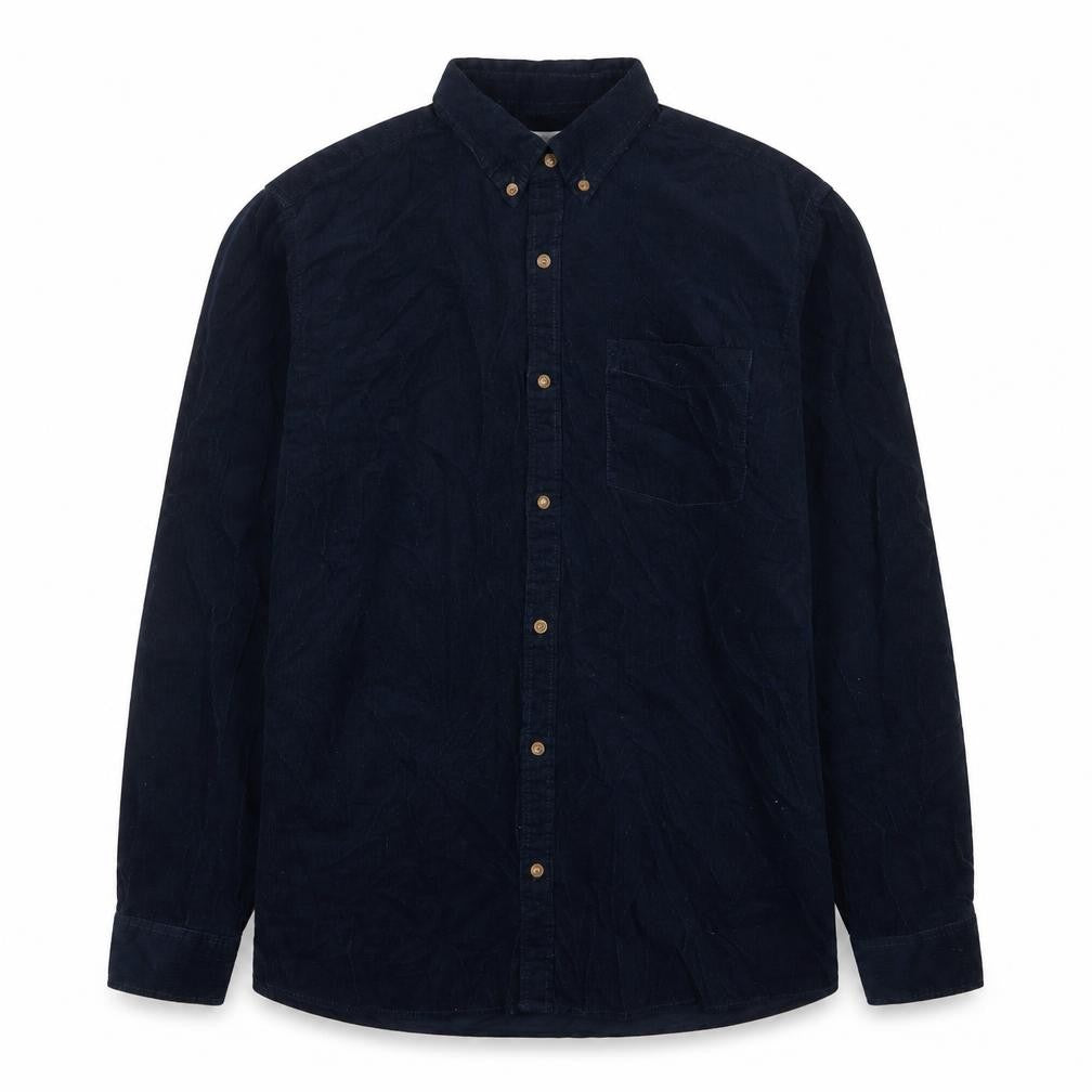 Next Mens Blue Cotton Button-Up Size L Collared Button