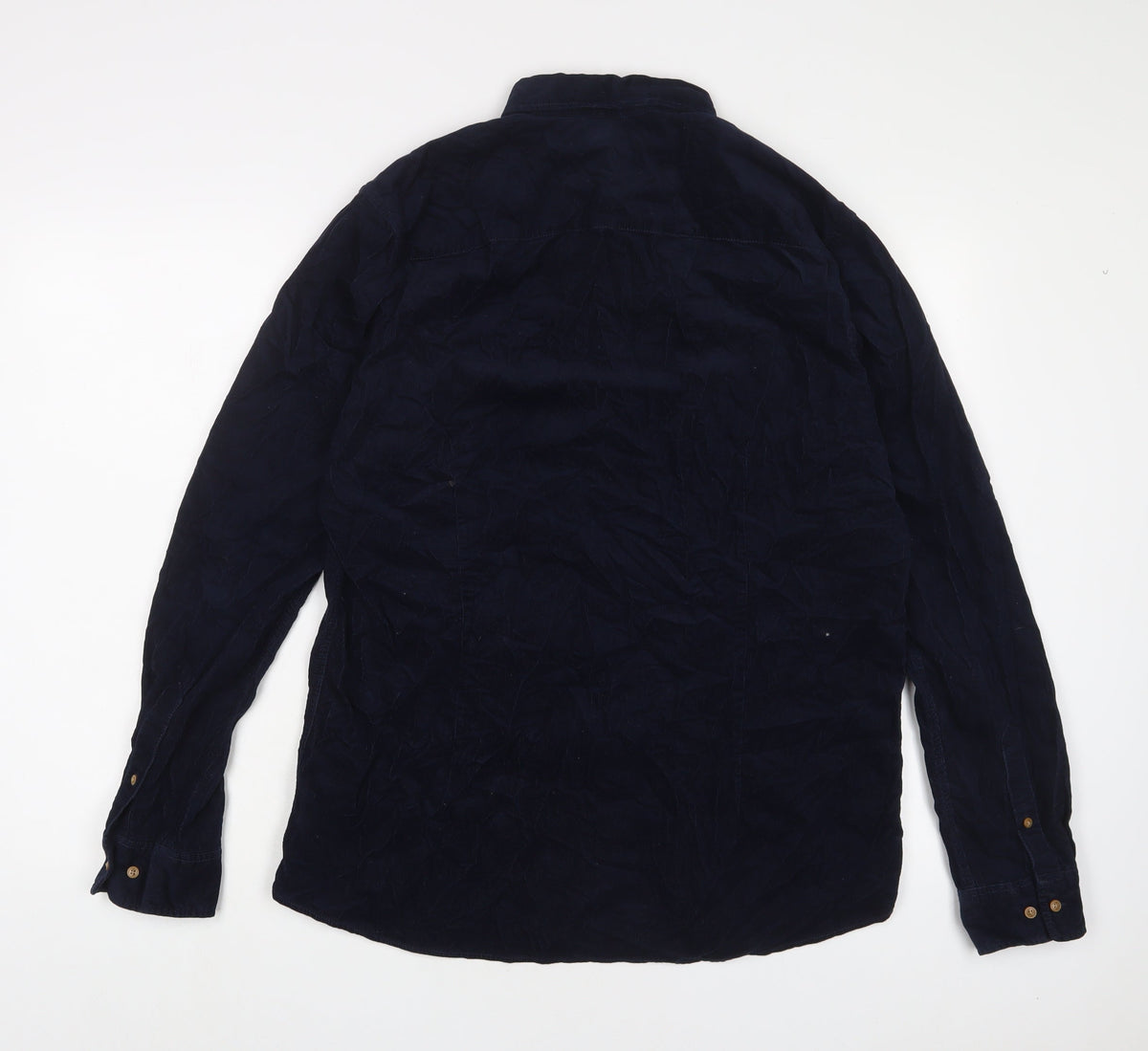 Next Mens Blue Cotton Button-Up Size L Collared Button
