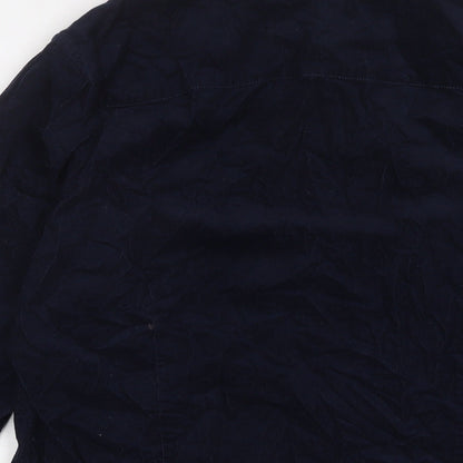 Next Mens Blue Cotton Button-Up Size L Collared Button