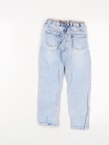NEXT Girls Blue Cotton Straight Jeans Size 3-4 Years Regular Zip - Belted