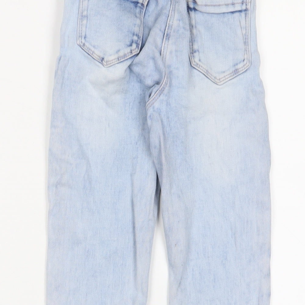 NEXT Girls Blue Cotton Straight Jeans Size 3-4 Years Regular Zip - Belted