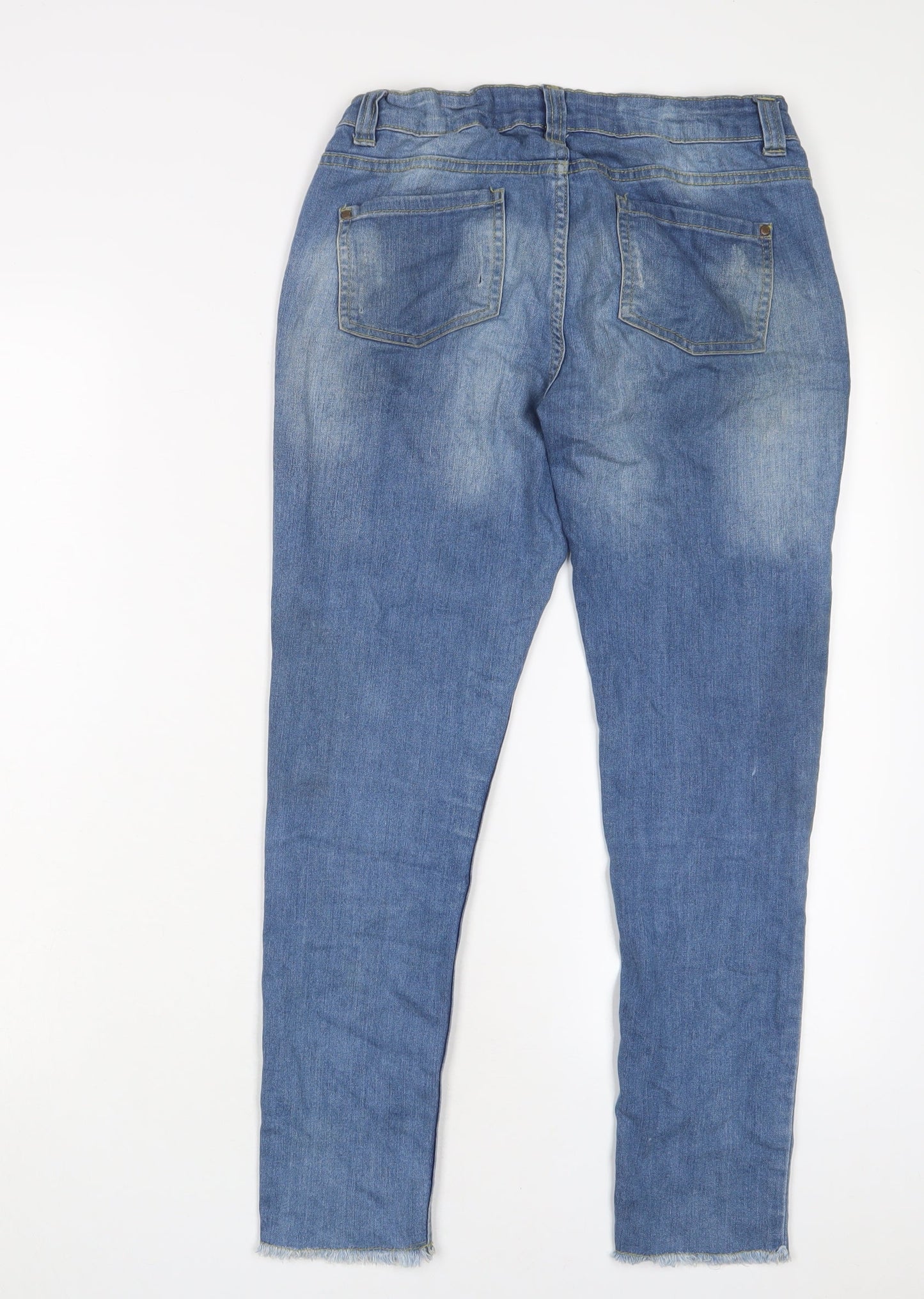 Denim & Co. Girls Blue Cotton Skinny Jeans Size 11-12 Years L26 in Regular Zip
