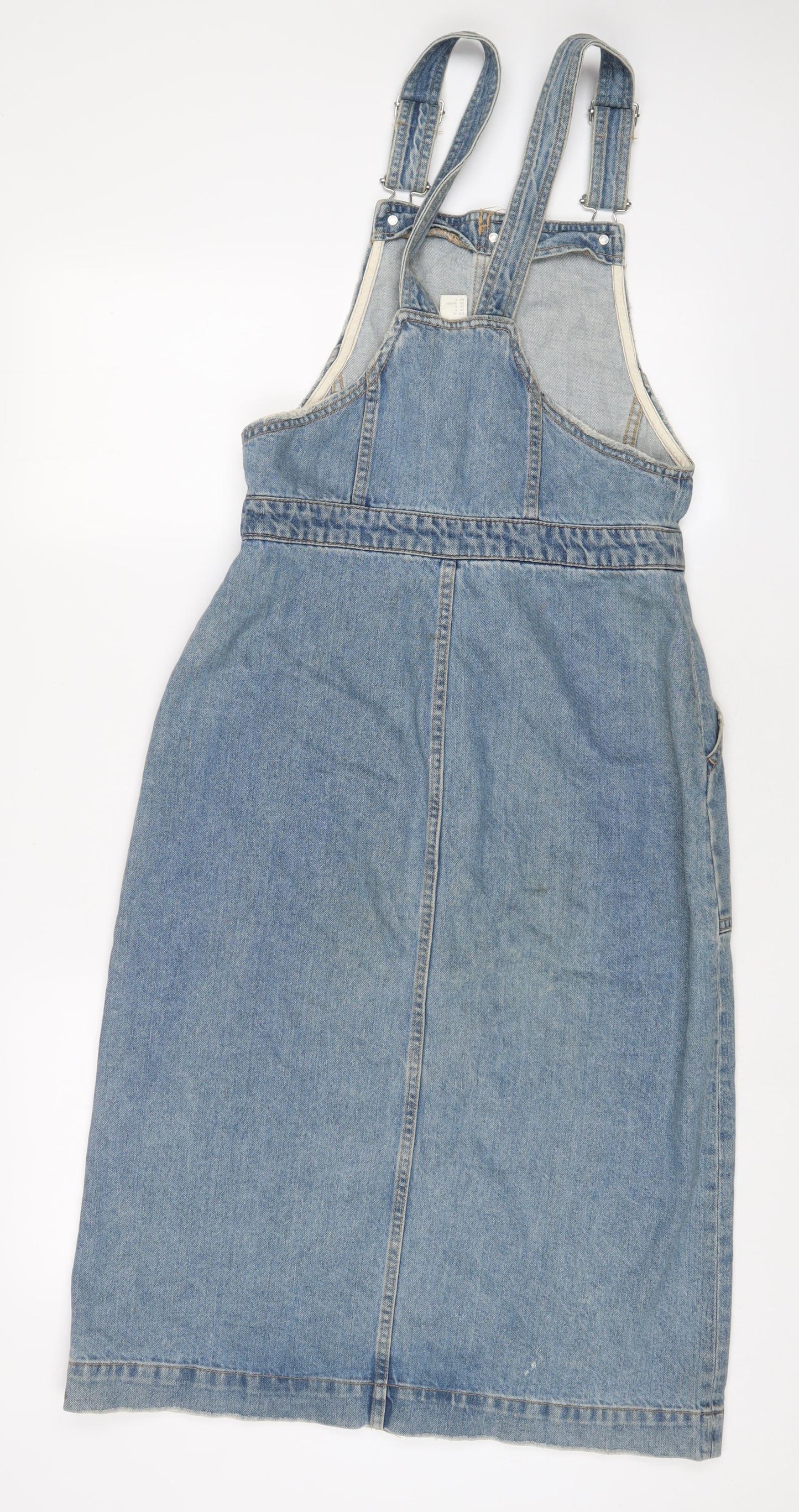 H&M Womens Blue Cotton A-Line Size 10 Square Neck Button