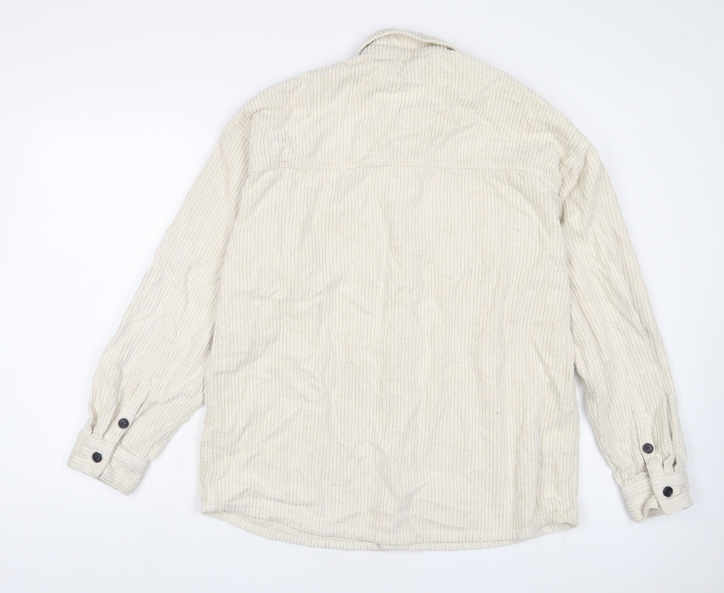 BDG Mens Ivory Cotton Button-Up Size S Collared Button