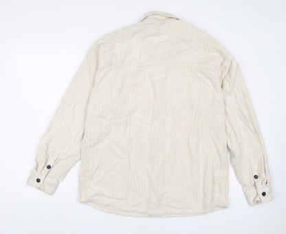 BDG Mens Ivory Cotton Button-Up Size S Collared Button