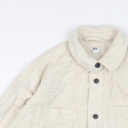 BDG Mens Ivory Cotton Button-Up Size S Collared Button