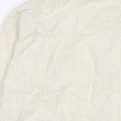 BDG Mens Ivory Cotton Button-Up Size S Collared Button