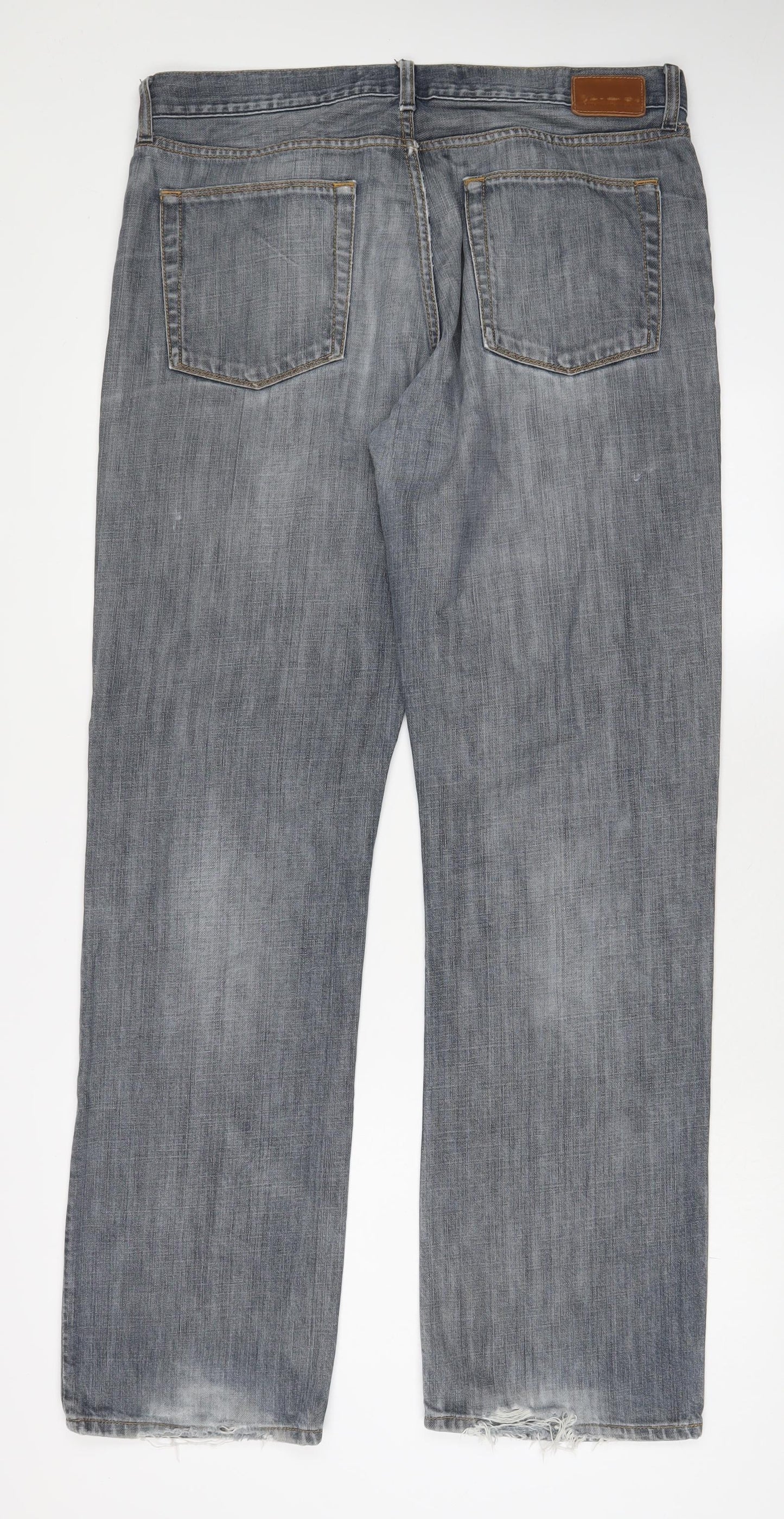 Gap Mens Blue Cotton Straight Jeans Size 35 in L34 in Regular Button - Long Leg