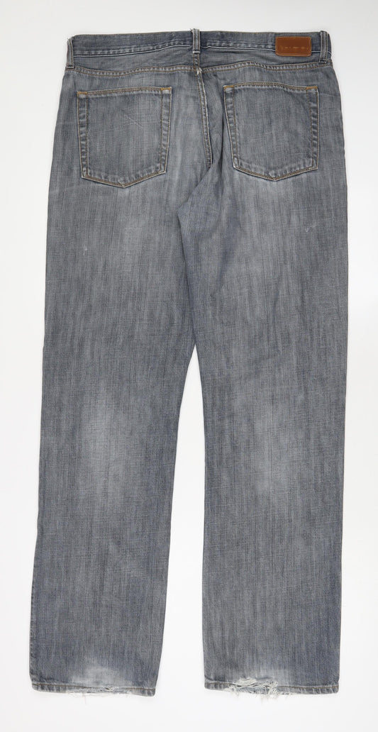 Gap Mens Blue Cotton Straight Jeans Size 35 in L34 in Regular Button - Long Leg