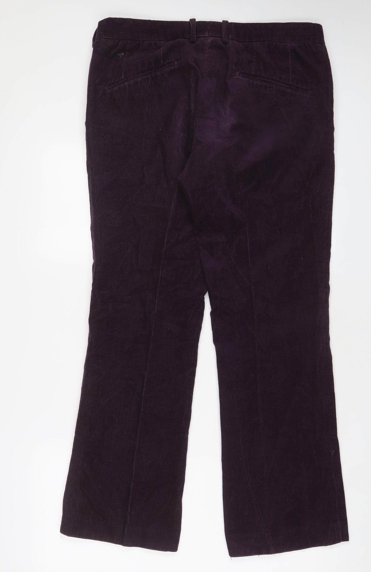 Tiger Womens Purple Cotton Trousers Size 34 L29 in Regular Zip - Short Leg