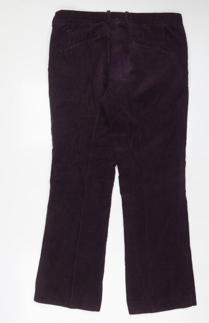 Tiger Womens Purple Cotton Trousers Size 34 L29 in Regular Zip - Short Leg