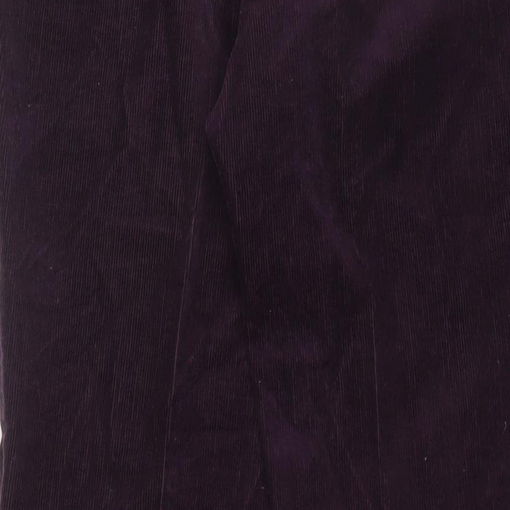 Tiger Womens Purple Cotton Trousers Size 34 L29 in Regular Zip - Short Leg
