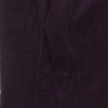 Tiger Womens Purple Cotton Trousers Size 34 L29 in Regular Zip - Short Leg
