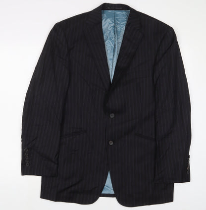 Autograph Mens Black Striped Wool Jacket Suit Jacket Size 40 Regular
