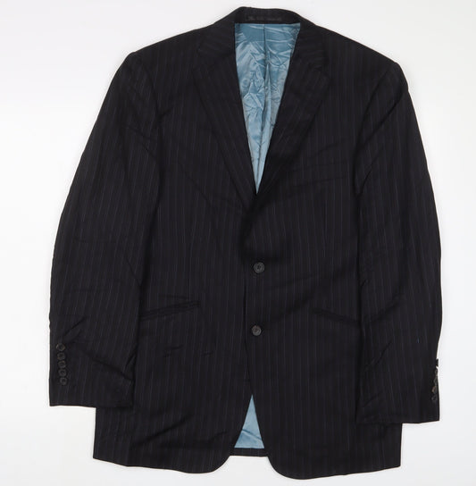 Autograph Mens Black Striped Wool Jacket Suit Jacket Size 40 Regular
