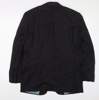 Autograph Mens Black Striped Wool Jacket Suit Jacket Size 40 Regular
