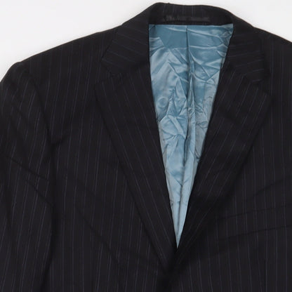 Autograph Mens Black Striped Wool Jacket Suit Jacket Size 40 Regular