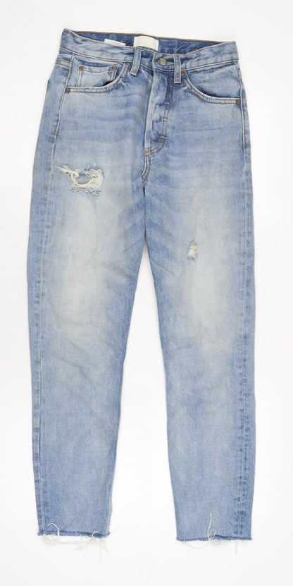 boyish Womens Blue Cotton Tapered Jeans Size 8 L25.5 in Regular Button