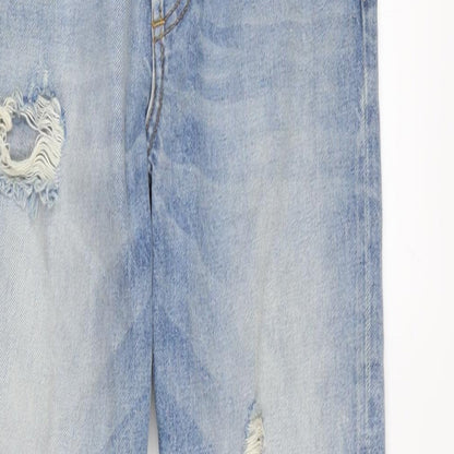 boyish Womens Blue Cotton Tapered Jeans Size 8 L25.5 in Regular Button