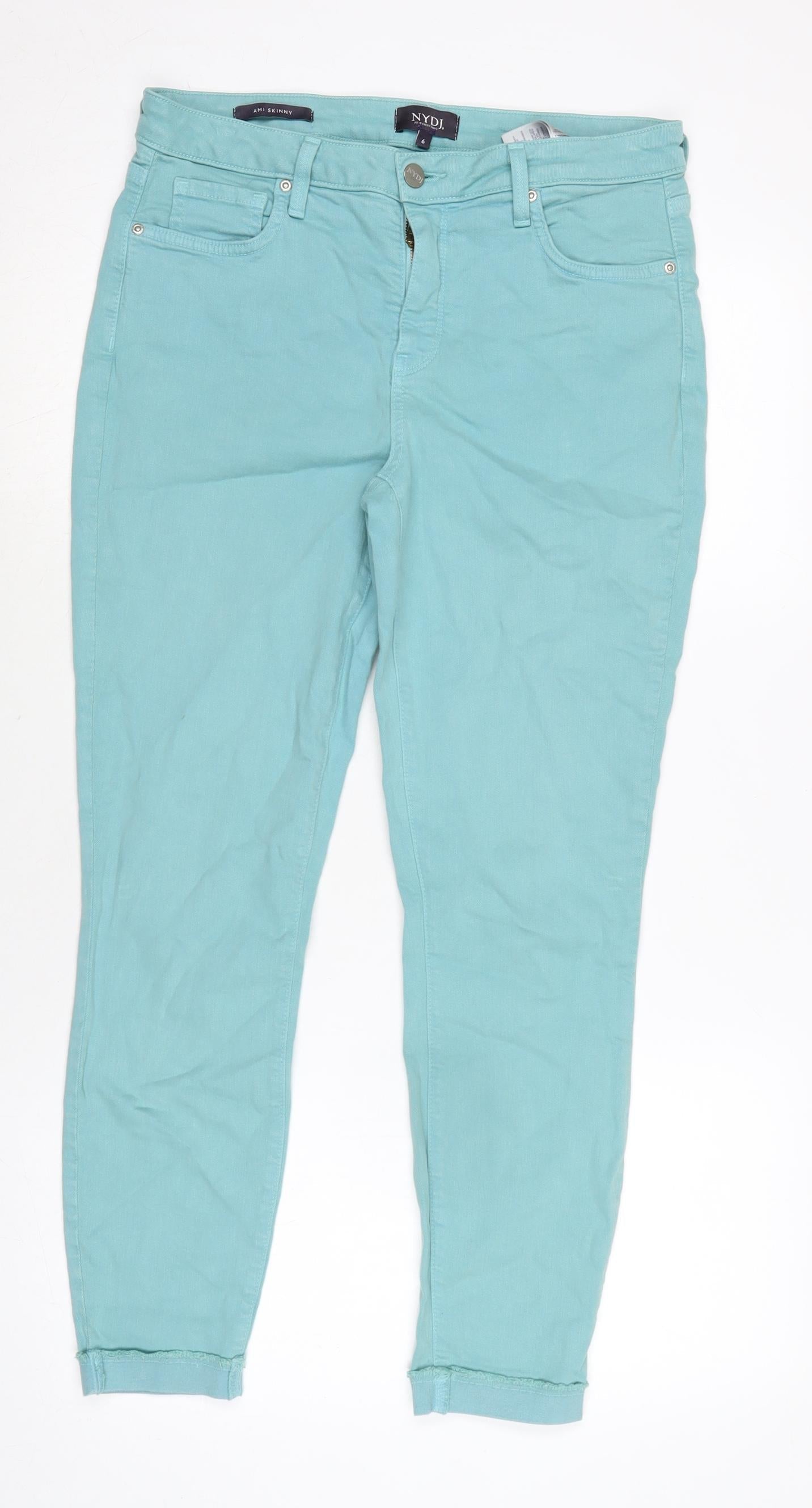 Womens UK Size 30 in NYDJ Regular Fit Skinny Green Jeans