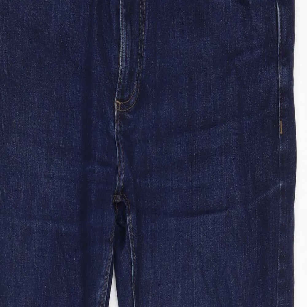 Marks and Spencer Mens Blue Cotton Blend Straight Jeans Size 30 in L25 in Slim Zip