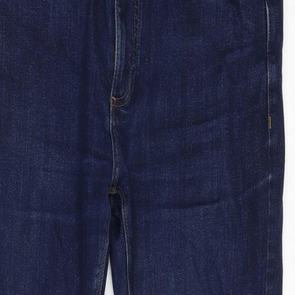 Marks and Spencer Mens Blue Cotton Blend Straight Jeans Size 30 in L25 in Slim Zip