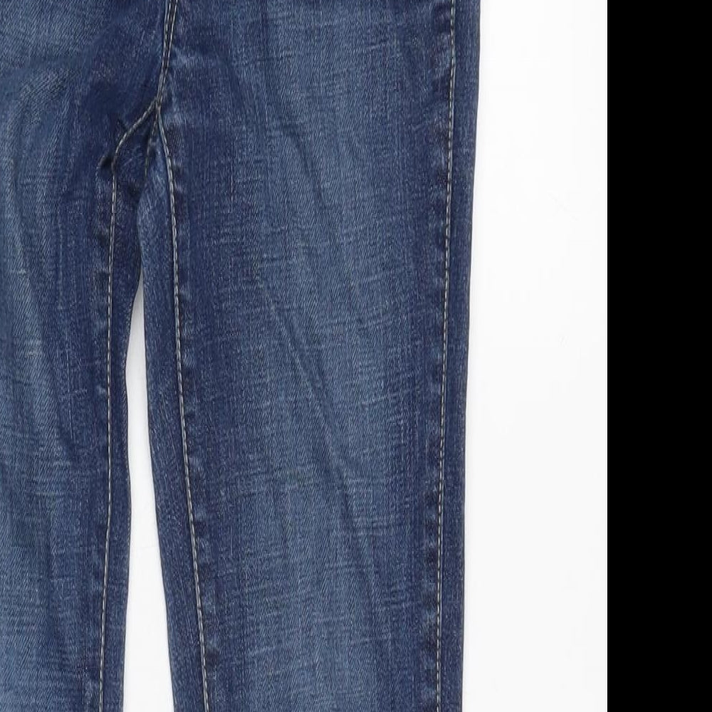 Tommy Girls Blue Ikat Cotton Blend Straight Jeans Size 10 Years L24 in Regular Zip