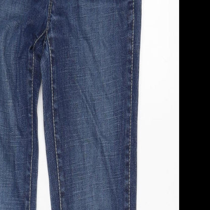 Tommy Girls Blue Ikat Cotton Blend Straight Jeans Size 10 Years L24 in Regular Zip