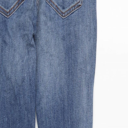 Zara Womens Blue Cotton Blend Tapered Jeans Size 24 in L24 in Regular Zip