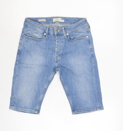 Topman Mens Blue Cotton Bermuda Shorts Size 26 in L10 in Regular Zip