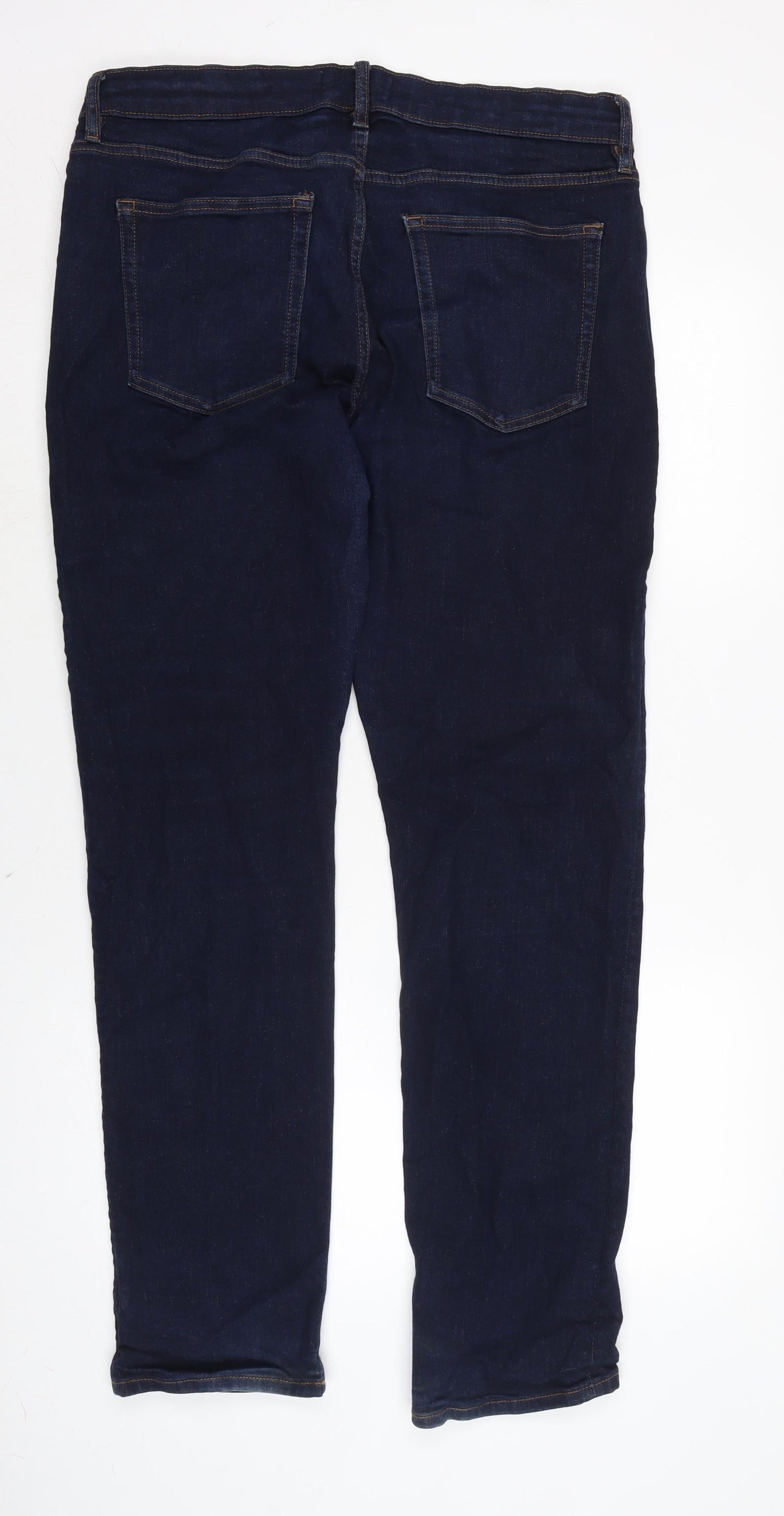 easy denim Mens Blue Cotton Blend Straight Jeans Size 36 in L34 in Regular Zip