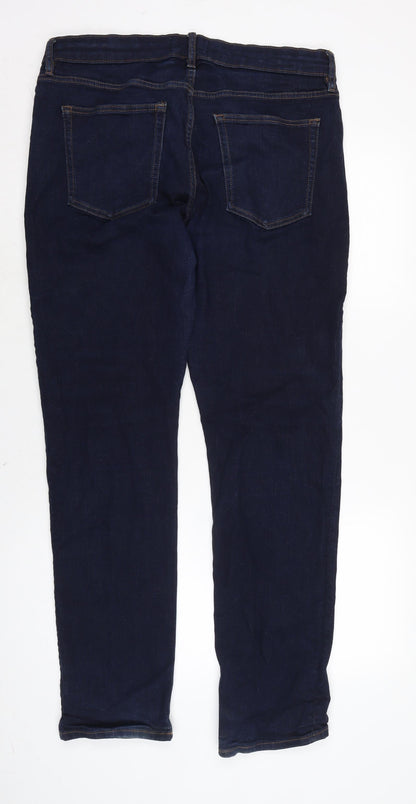 easy denim Mens Blue Cotton Blend Straight Jeans Size 36 in L34 in Regular Zip