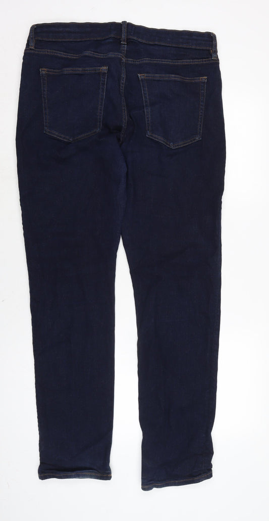 easy denim Mens Blue Cotton Blend Straight Jeans Size 36 in L34 in Regular Zip