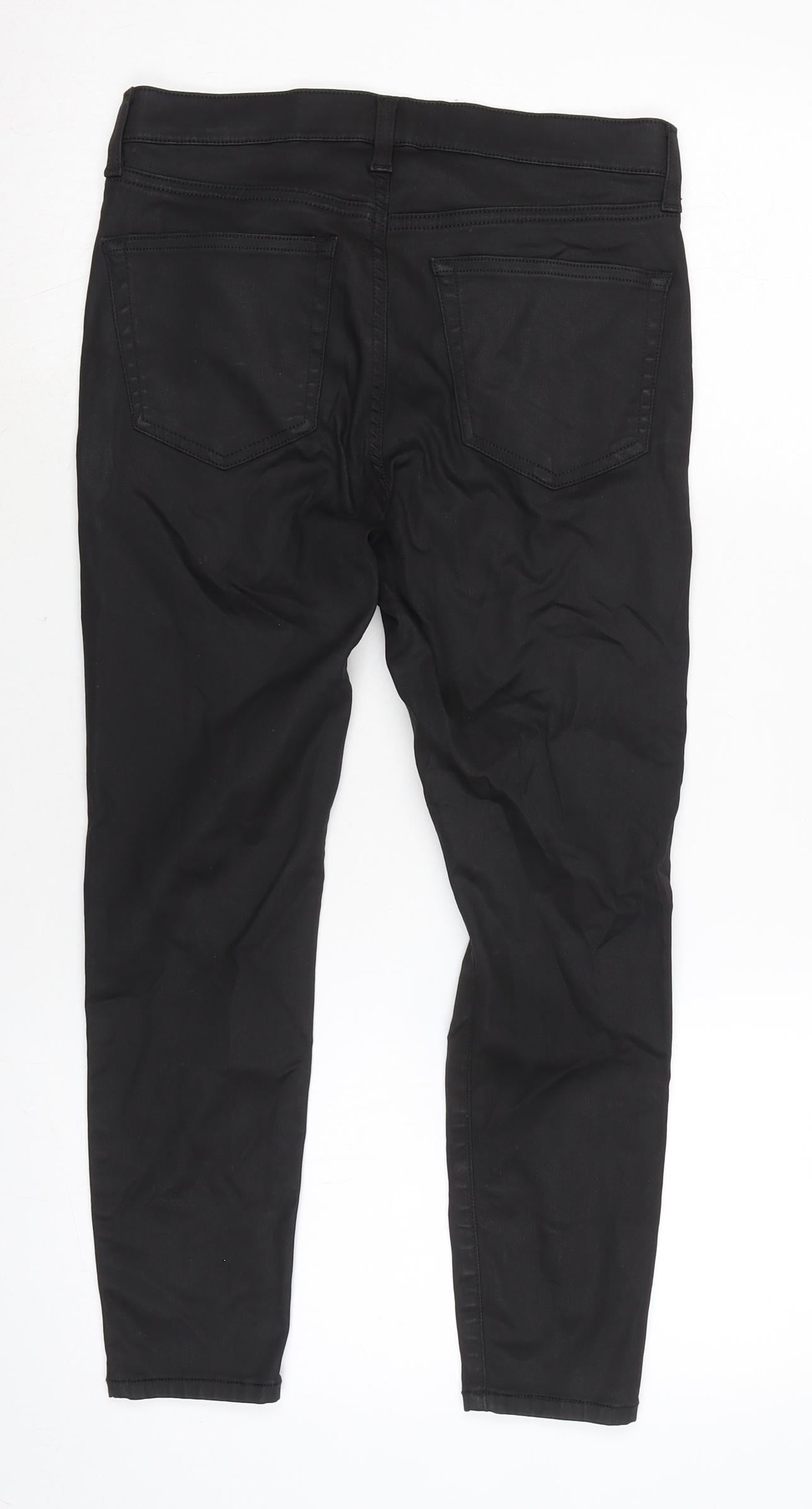 Topshop Womens Black Cotton Blend Tapered Jeans Size 30 L28 in Regular Zip