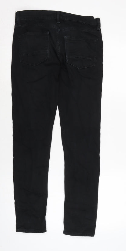 Topman Mens Black Cotton Blend Skinny Jeans Size 30 in L27 in Regular Zip