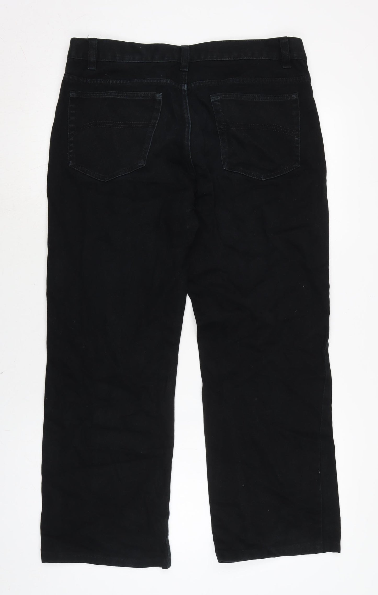 George Mens Black Cotton Straight Jeans Size 33 in L29 in Regular Zip