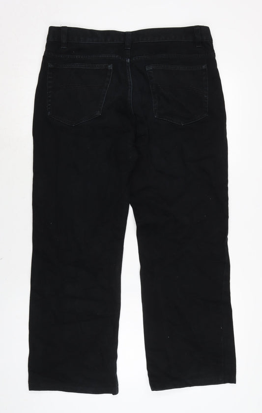 George Mens Black Cotton Straight Jeans Size 33 in L29 in Regular Zip