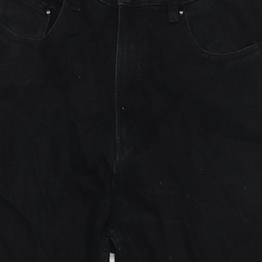 George Mens Black Cotton Straight Jeans Size 33 in L29 in Regular Zip