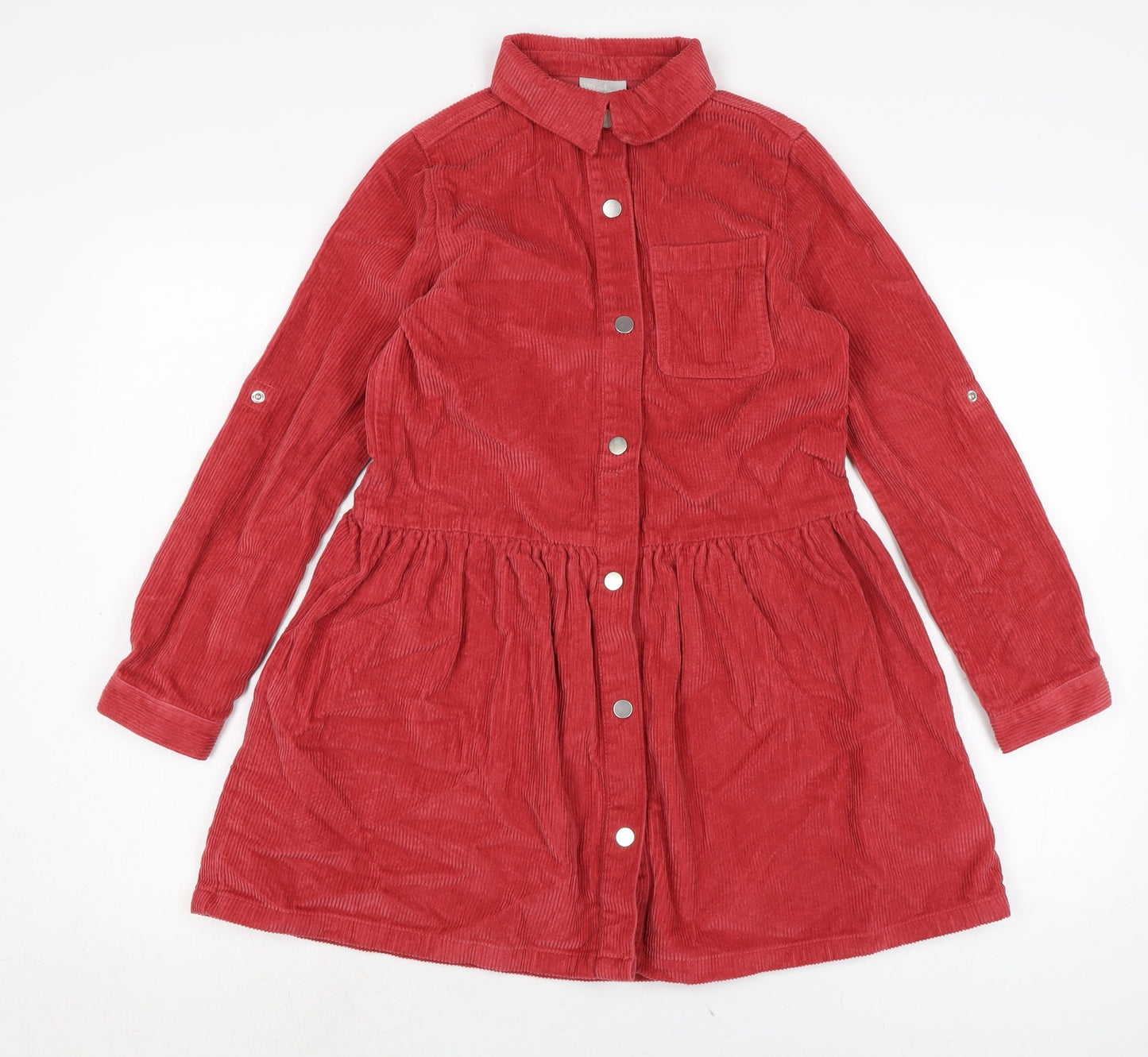 I Love Girls wear Girls Red Cotton Shirt Dress Size 11 Years Collared Button