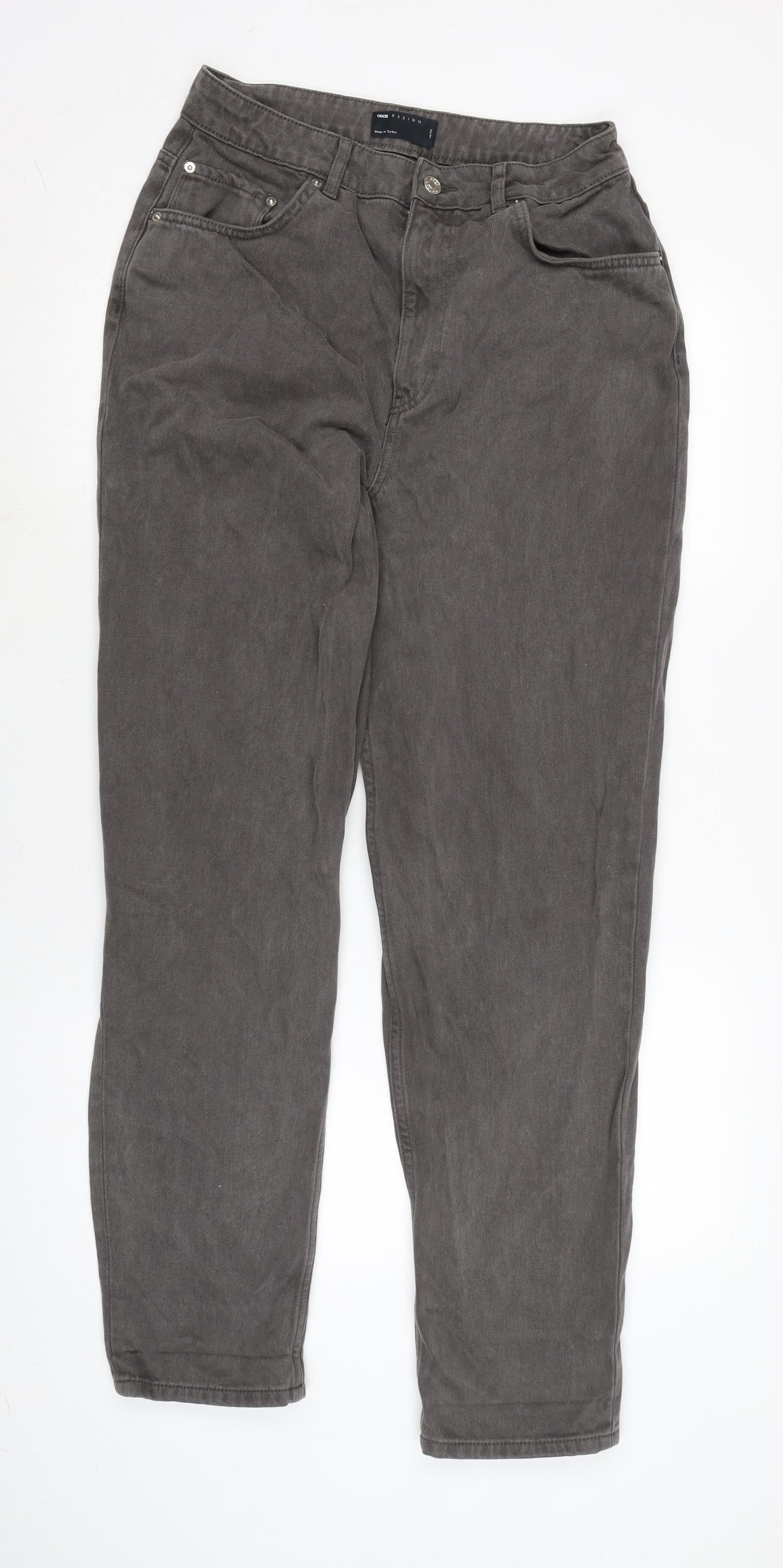 ASOS Mens Grey Cotton Straight Jeans Size 30 in L32 in Regular Zip