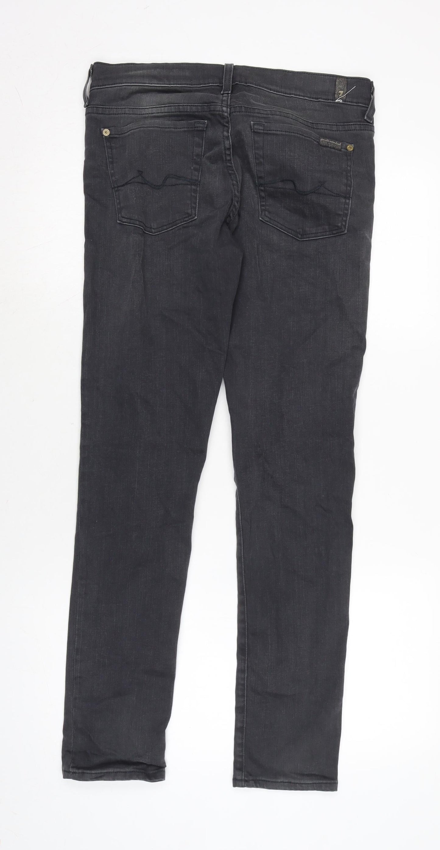 7 For All Mankind Womens Grey Cotton Blend Straight Jeans Size 30 in L30 in Regular Zip