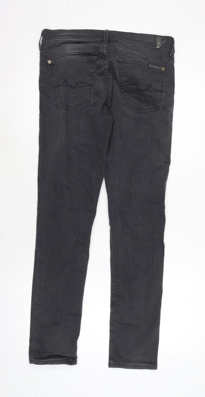 7 For All Mankind Womens Grey Cotton Blend Straight Jeans Size 30 in L30 in Regular Zip