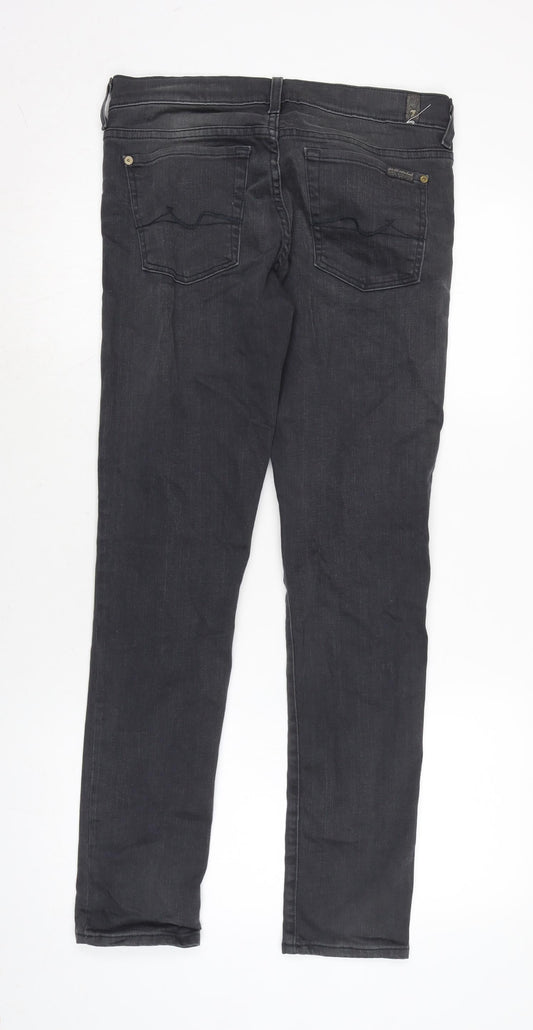 7 For All Mankind Womens Grey Cotton Blend Straight Jeans Size 30 in L30 in Regular Zip
