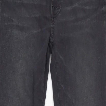 7 For All Mankind Womens Grey Cotton Blend Straight Jeans Size 30 in L30 in Regular Zip