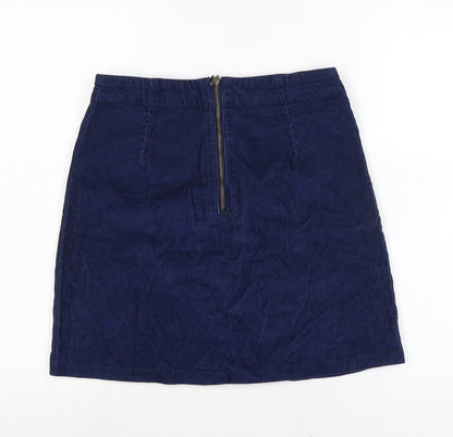 F&F Womens Blue Cotton A-Line Skirt Size 6 Zip